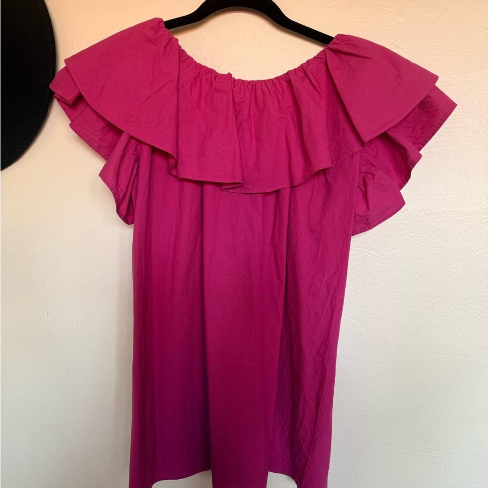 Pink Ruffled Off-Shoulder Top - Picture 3 of 3